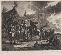 KG 05160
<br/>
Trompetter in een legerkamp
<br/>
<em>Visscher, Jan de (ca. 1636-na 1692)</em>